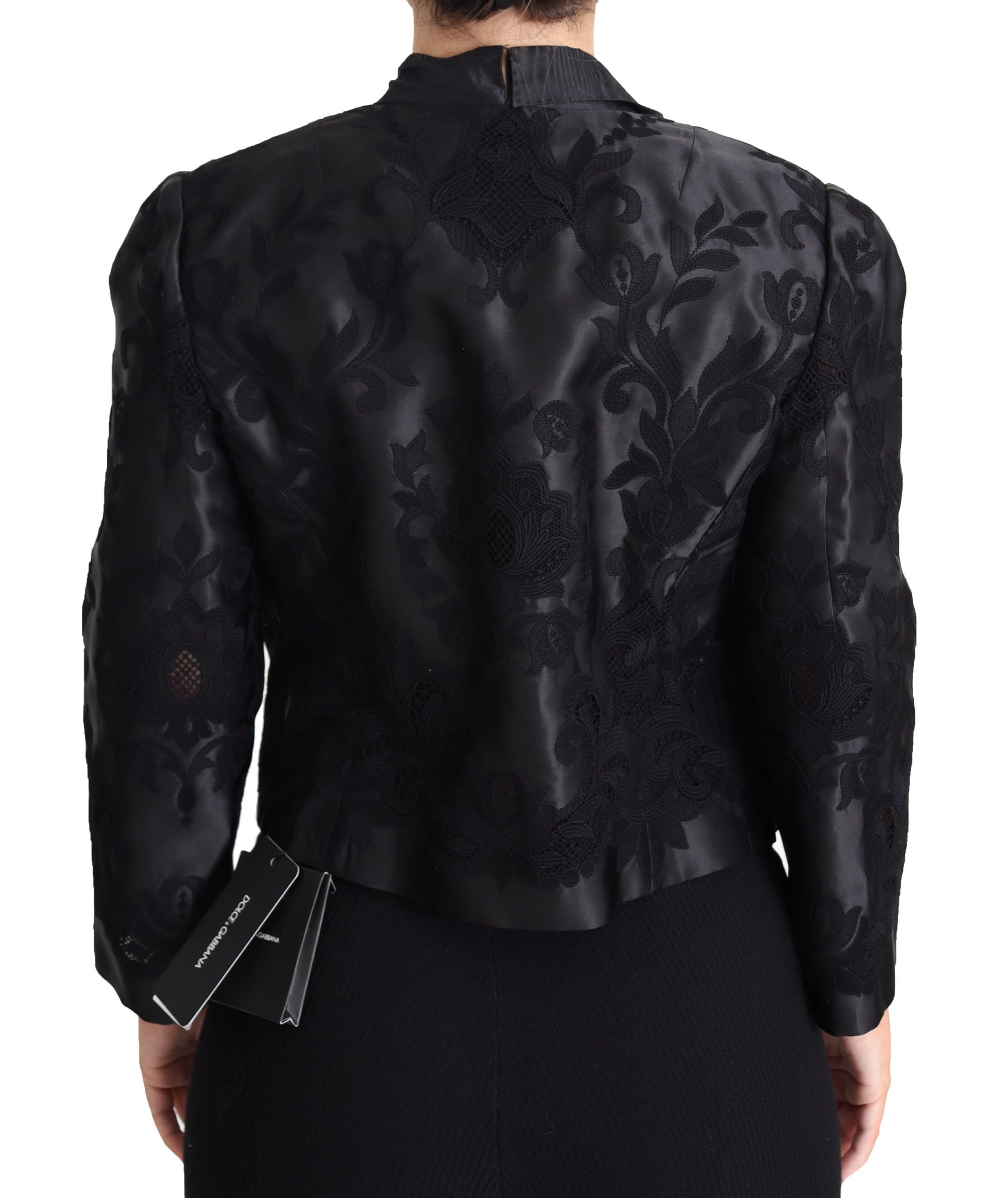 Dolce & Gabbana Black Lace Sheer Corset Organza Silk Jacket Dolce & Gabbana