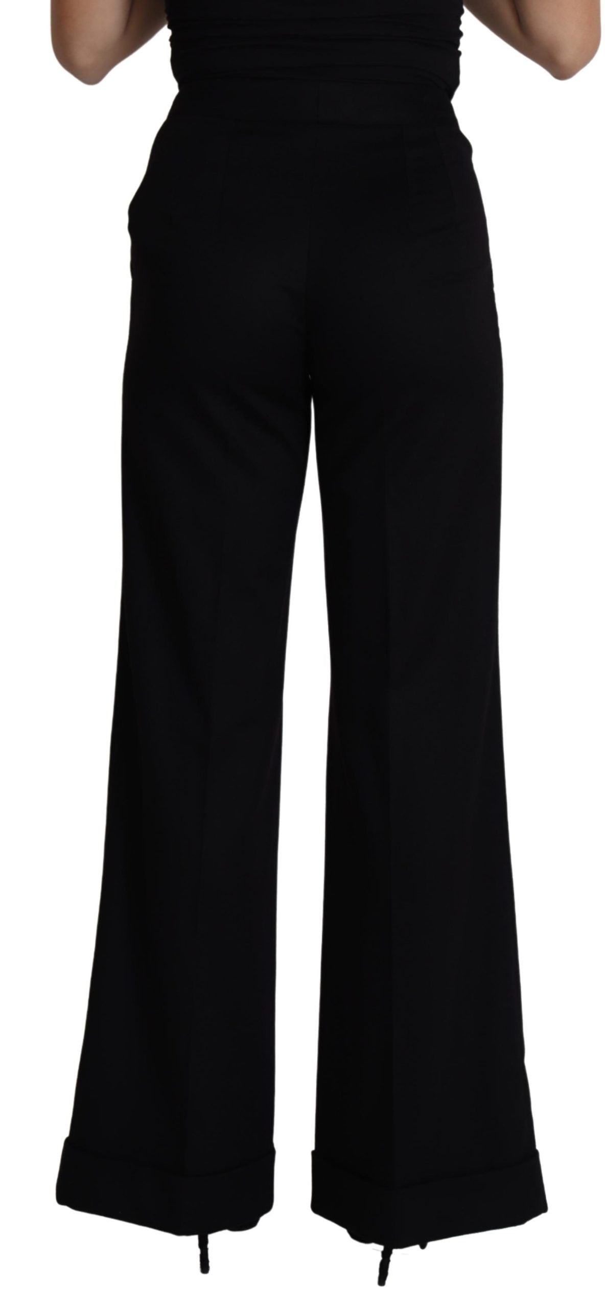 Dolce & Gabbana Black Cashmere Wide Leg Women Trouser Pants Dolce & Gabbana