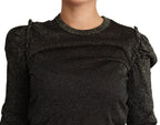 Dolce & Gabbana black and gold cropped women's pullover sweater with long sleeves and a fitted silhouette.