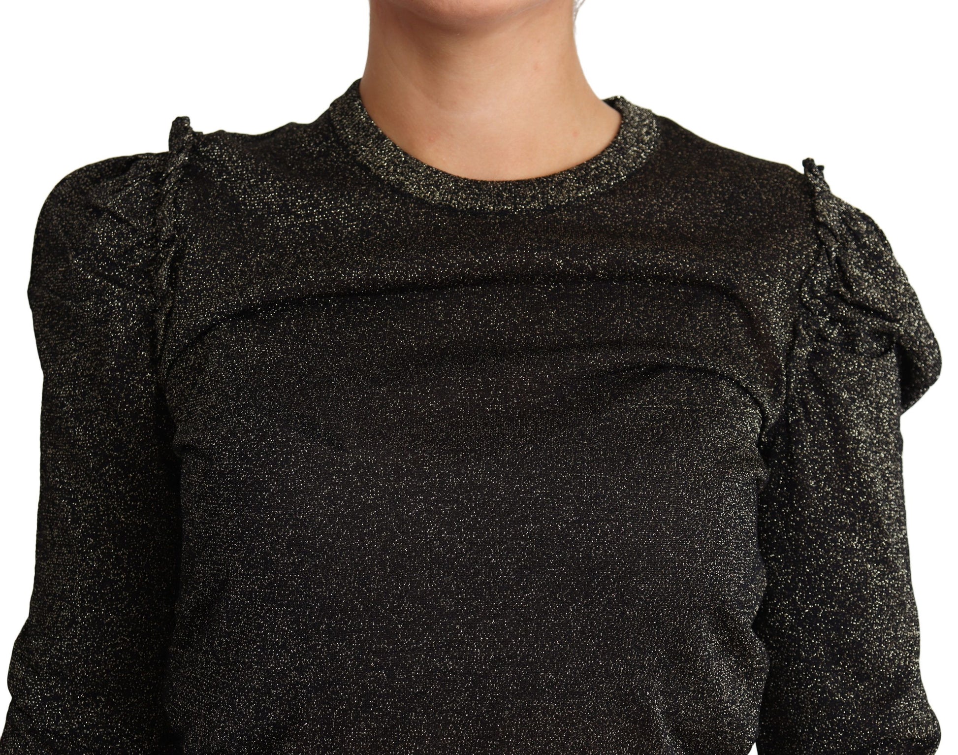 Dolce & Gabbana Black Gold Cropped Women Pullover Sweater Dolce & Gabbana
