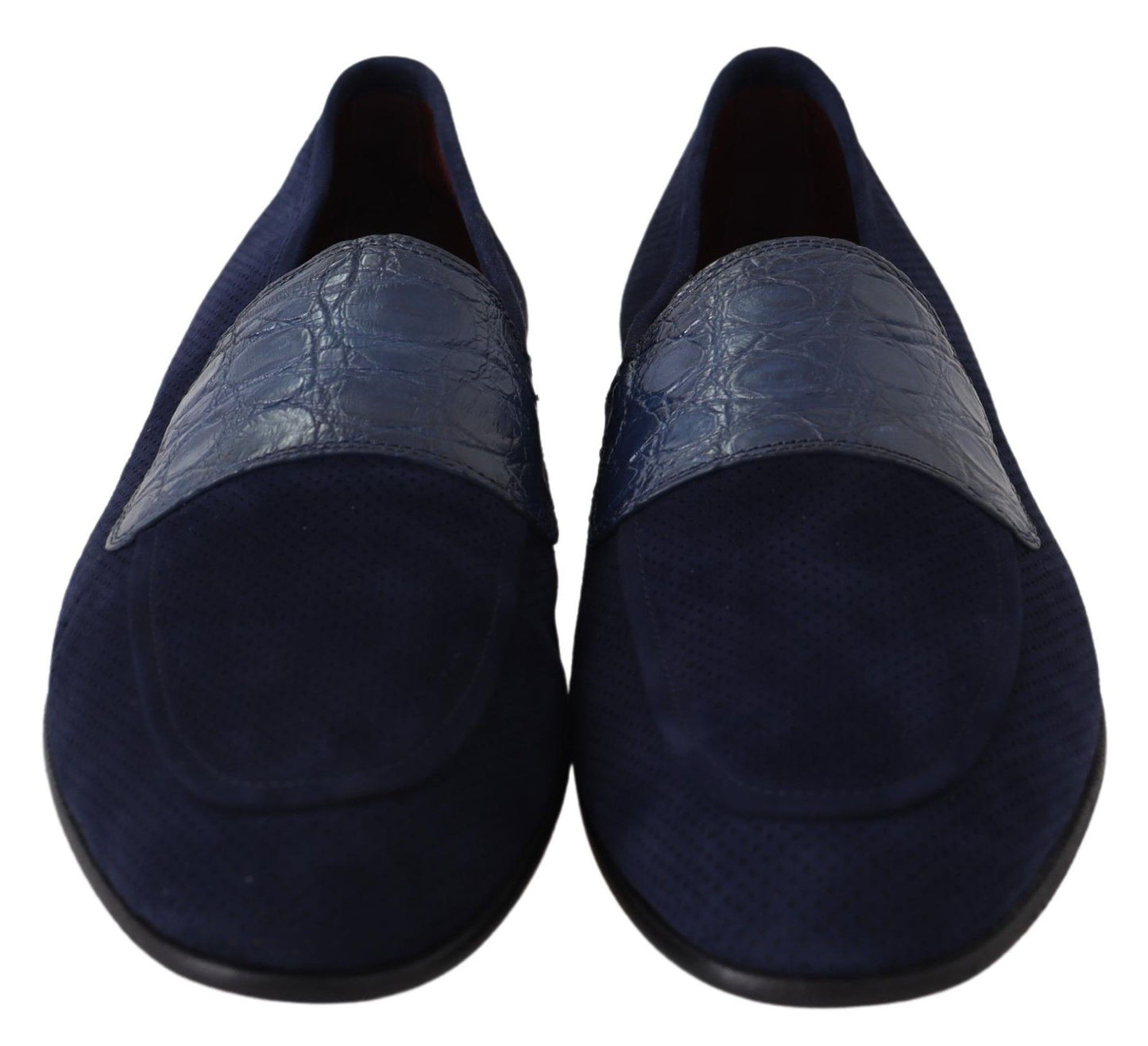 Dolce & Gabbana Blue Suede Caiman Loafers Slippers Shoes Dolce & Gabbana