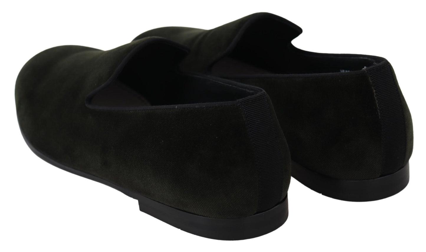 Dolce & Gabbana Green Velvet Slip On Mens Loafers Shoes Dolce & Gabbana