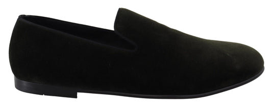 Dolce & Gabbana Green Velvet Slip On Mens Loafers Shoes Dolce & Gabbana