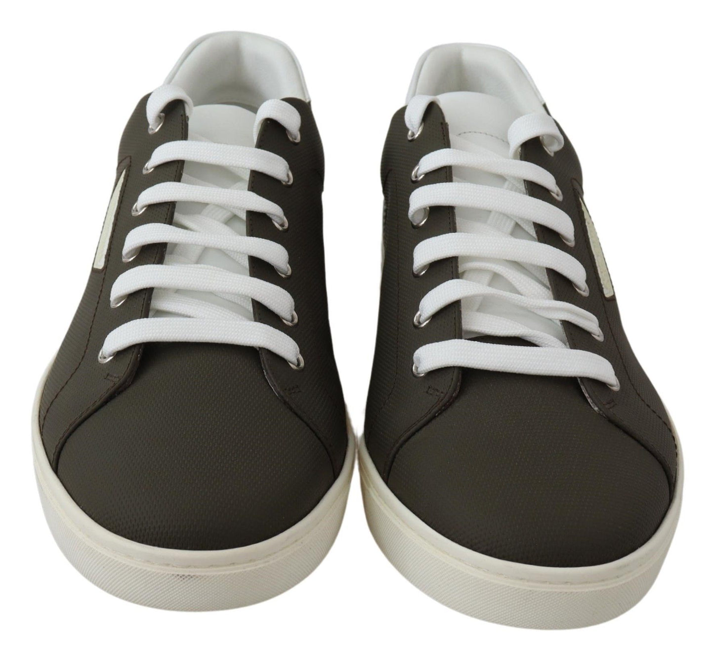 Dolce & Gabbana White Green Leather Low Top Sneakers Shoes Dolce & Gabbana