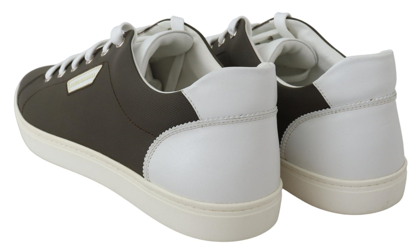 Dolce & Gabbana White Green Leather Low Top Sneakers Shoes Dolce & Gabbana