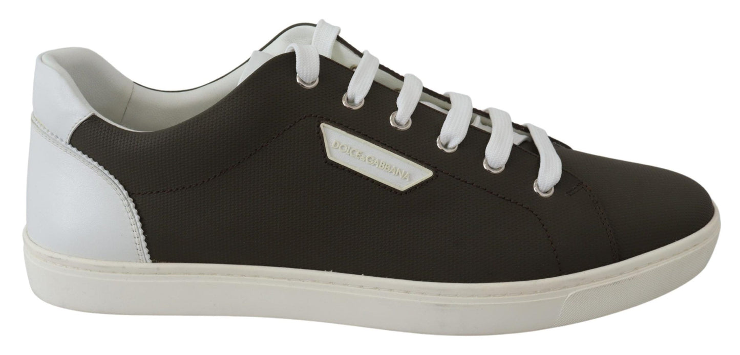 Dolce & Gabbana White Green Leather Low Top Sneakers Shoes Dolce & Gabbana