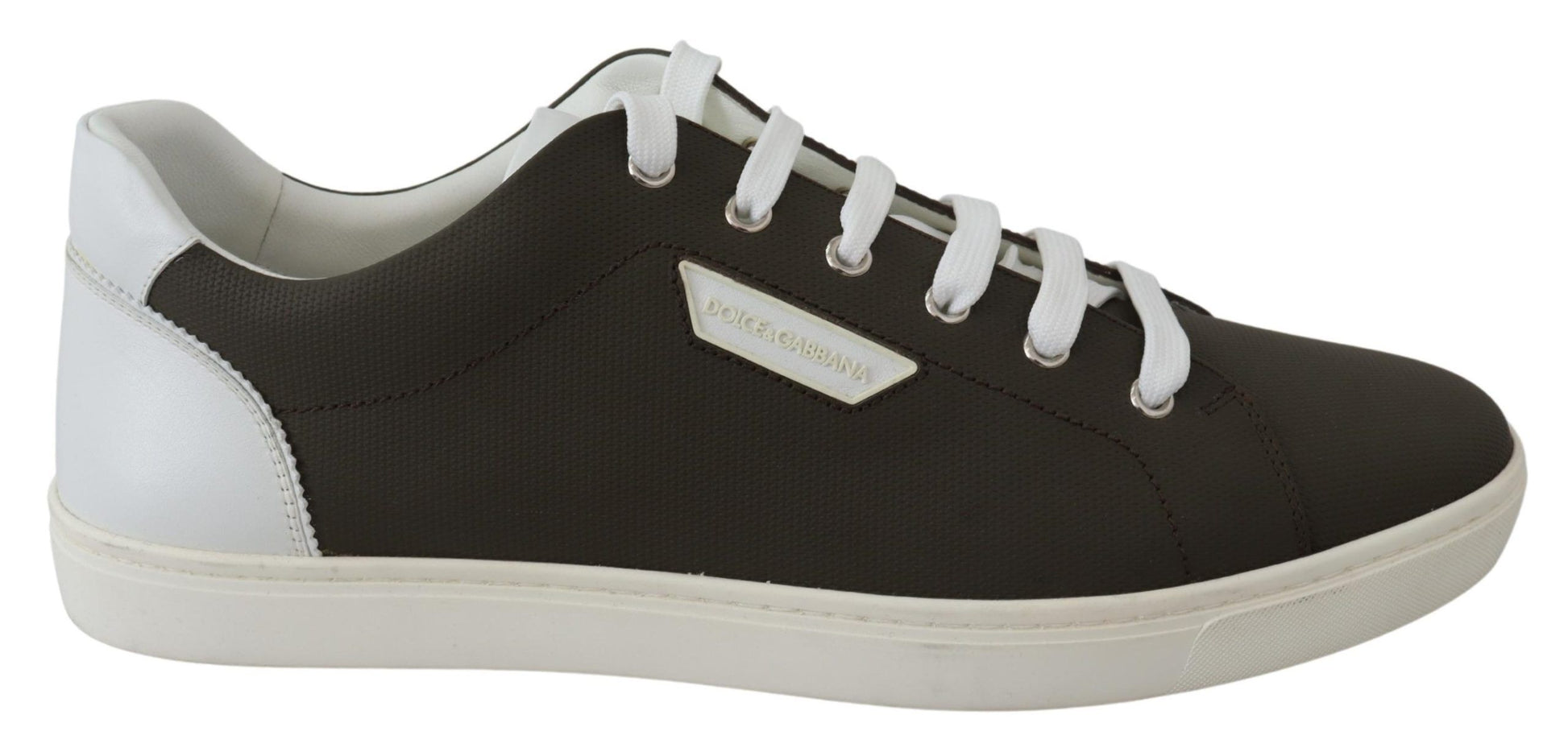 Dolce & Gabbana White Green Leather Low Top Sneakers Shoes Dolce & Gabbana