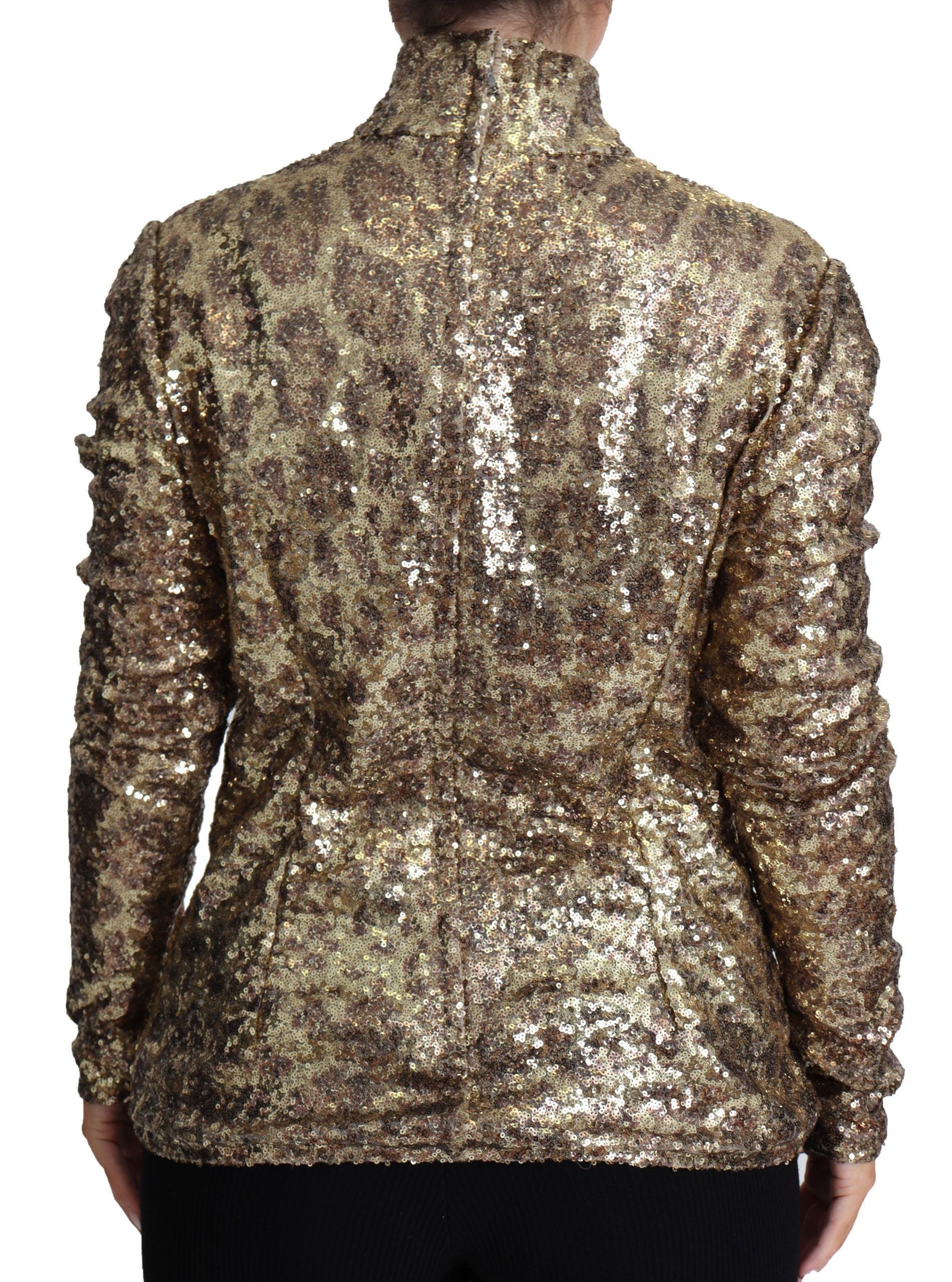 Dolce & Gabbana Brown Leopard Fit Turtleneck Sequin Sweater Dolce & Gabbana