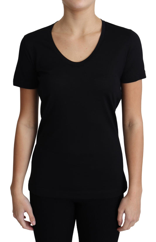 Dolce & Gabbana Black Wool Round Neck Short Sleeves T-shirt Dolce & Gabbana