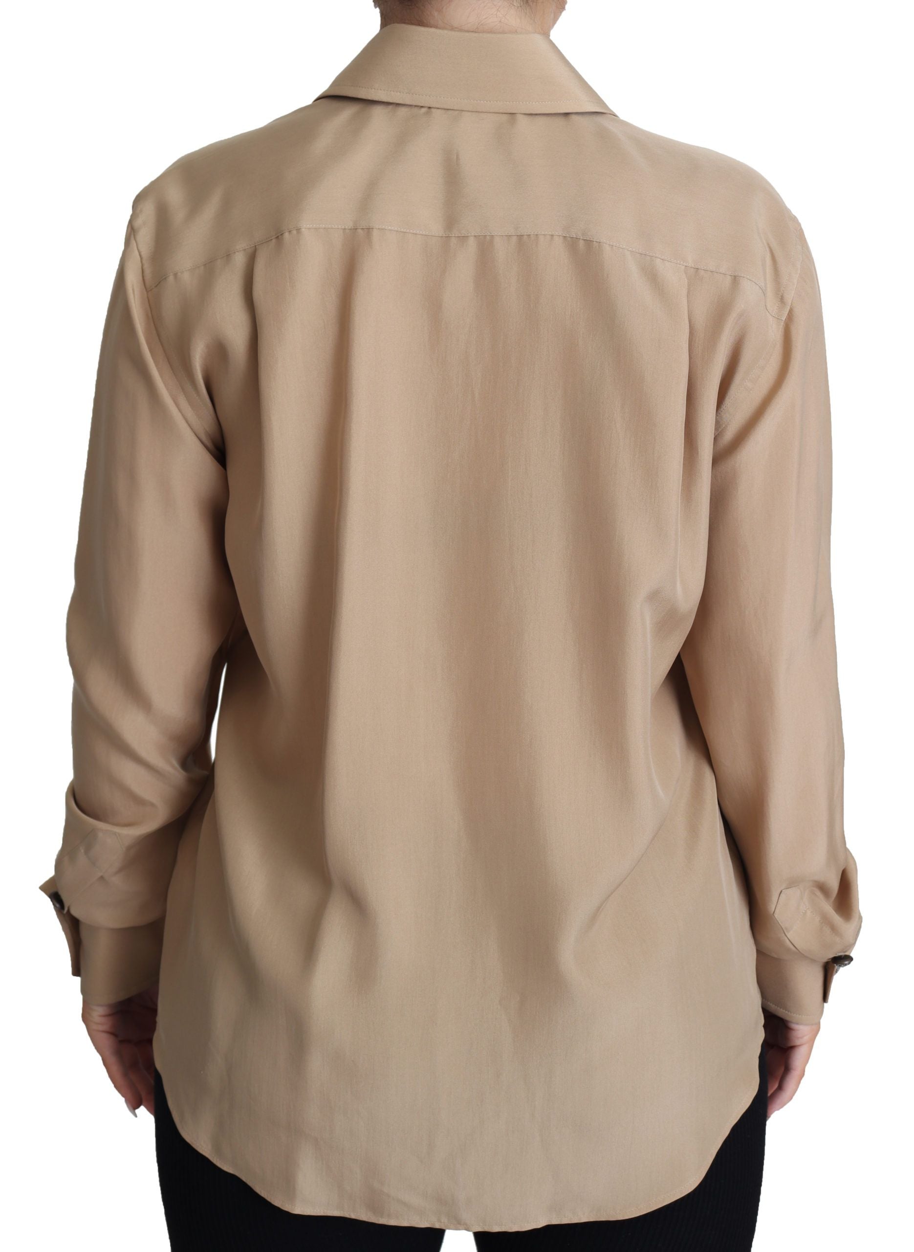 Dolce & Gabbana Beige Silk Shirt Decorative Buttons Top Dolce & Gabbana