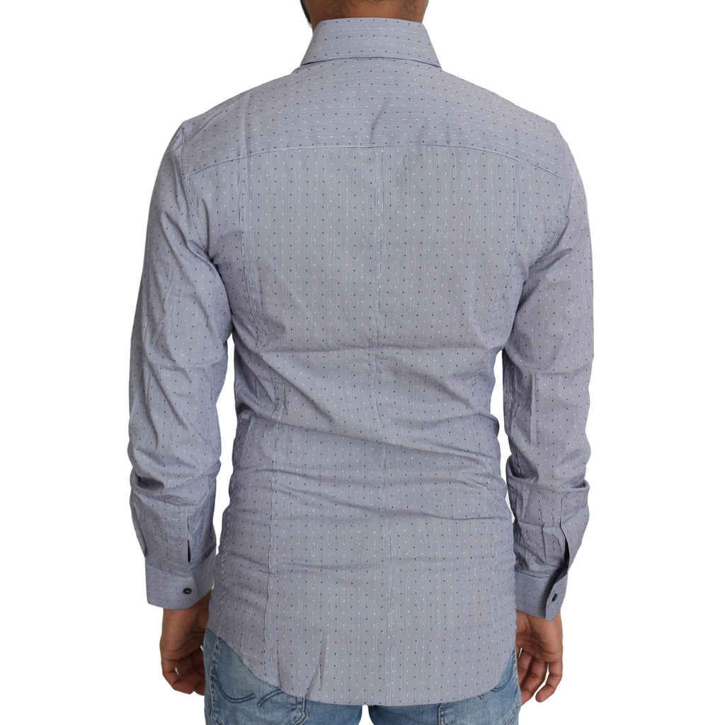 Dolce & Gabbana Gray Dotted Semi Fitted Formal SICILIA Shirt
