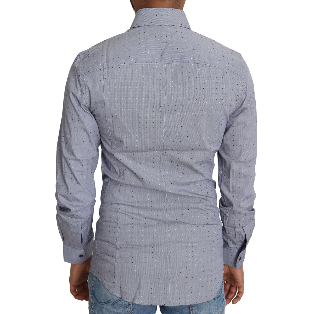 Dolce & Gabbana Gray Dotted Semi Fitted Formal SICILIA Shirt