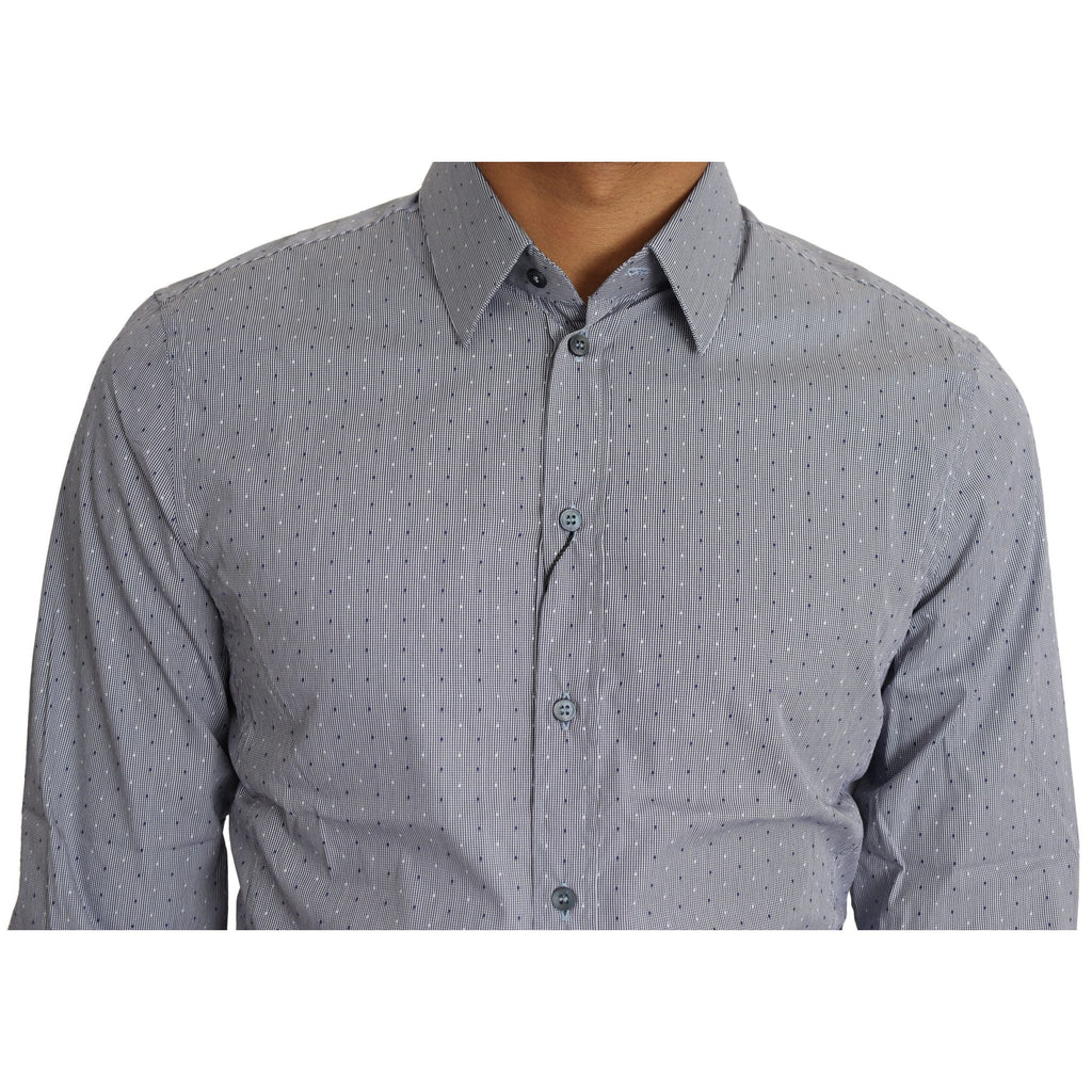 Dolce & Gabbana Gray Dotted Semi Fitted Formal SICILIA Shirt