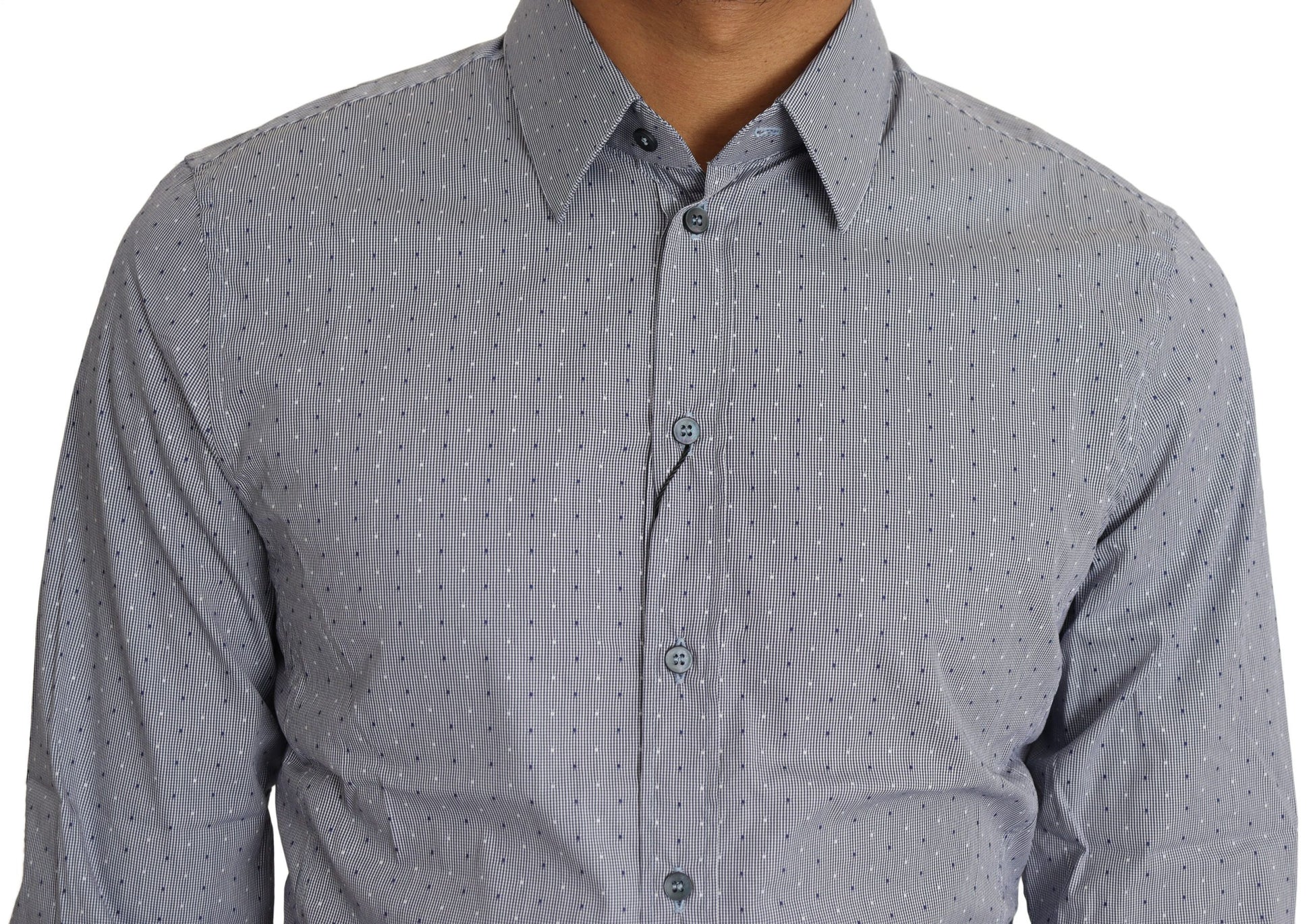 Dolce & Gabbana Gray Dotted Semi Fitted Formal SICILIA Shirt Dolce & Gabbana