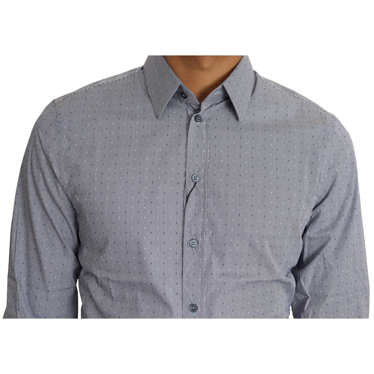 Dolce & Gabbana Gray Dotted Semi Fitted Formal SICILIA Shirt