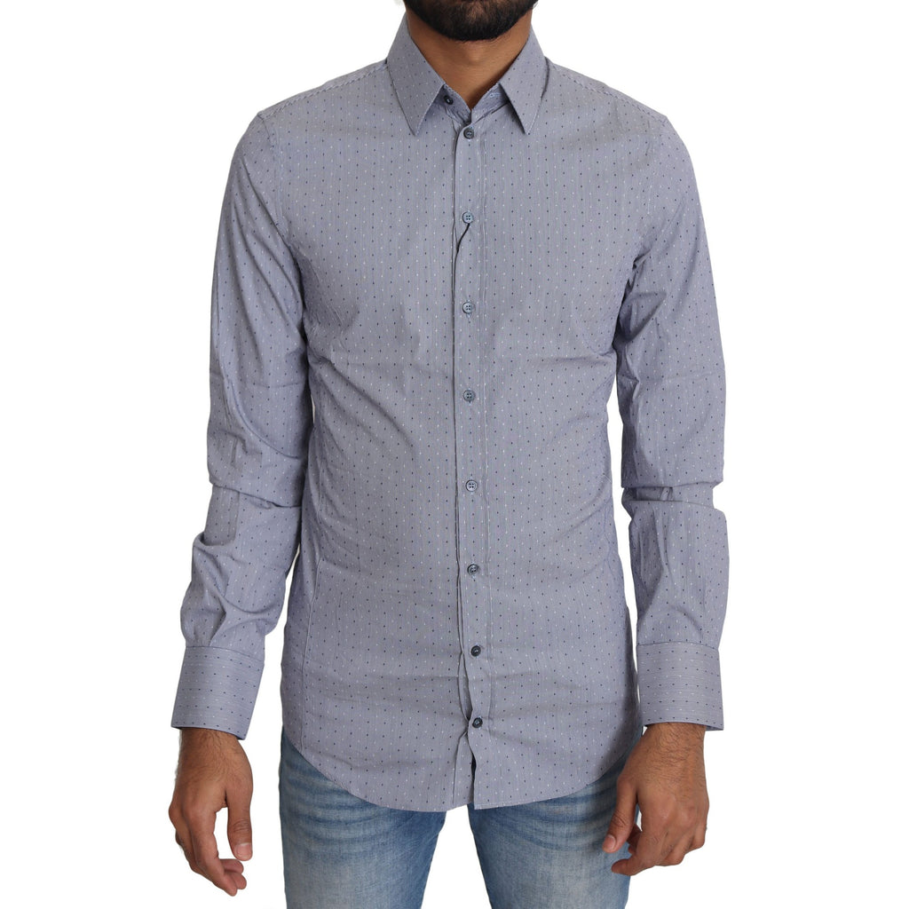 Dolce & Gabbana Gray Dotted Semi Fitted Formal SICILIA Shirt