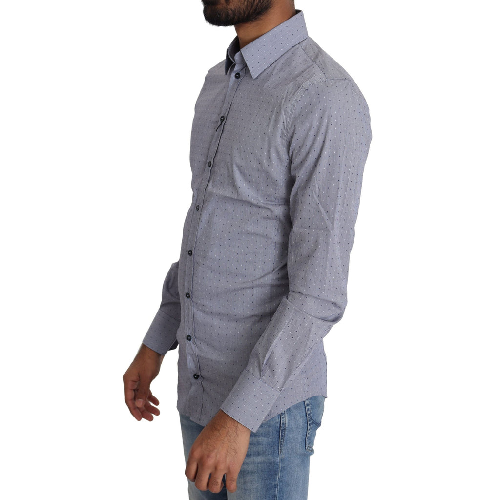 Dolce & Gabbana Gray Dotted Semi Fitted Formal SICILIA Shirt