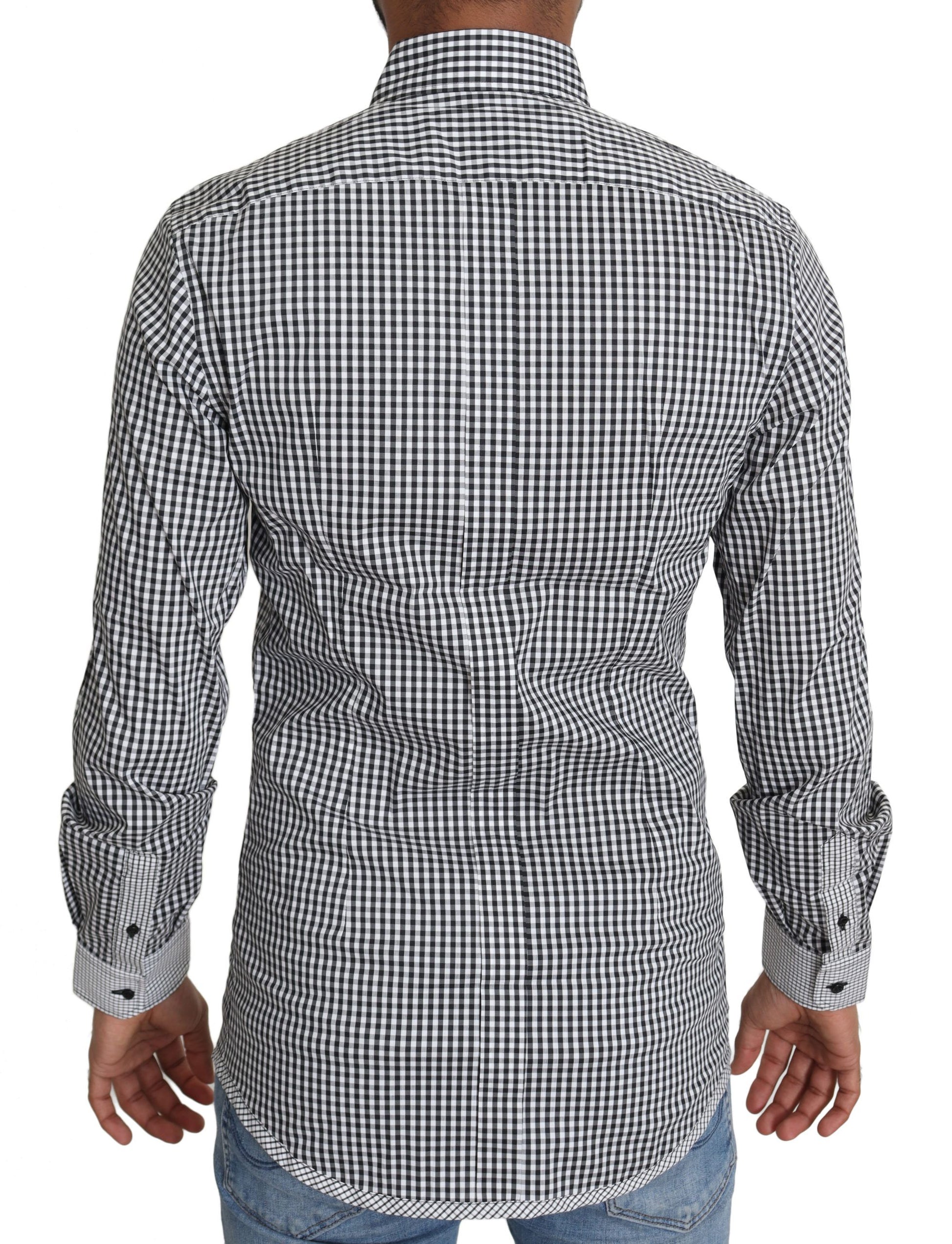 Dolce & Gabbana Black White Checkered Casual Shirt Dolce & Gabbana