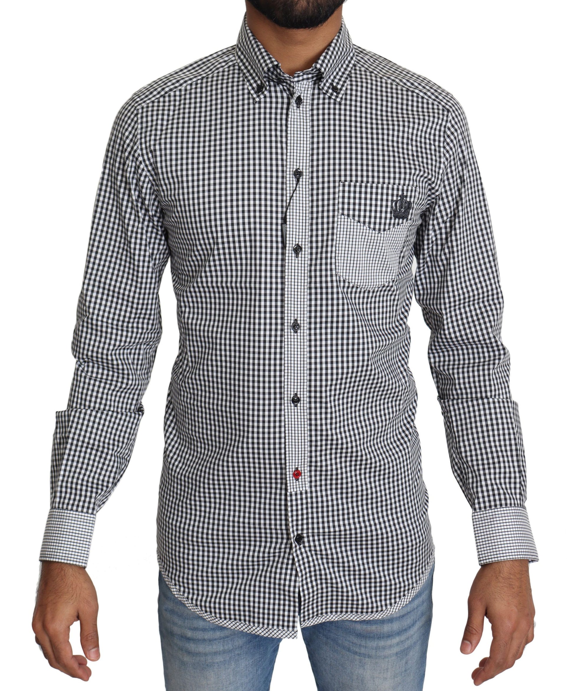 Dolce & Gabbana Black White Checkered Casual Shirt Dolce & Gabbana