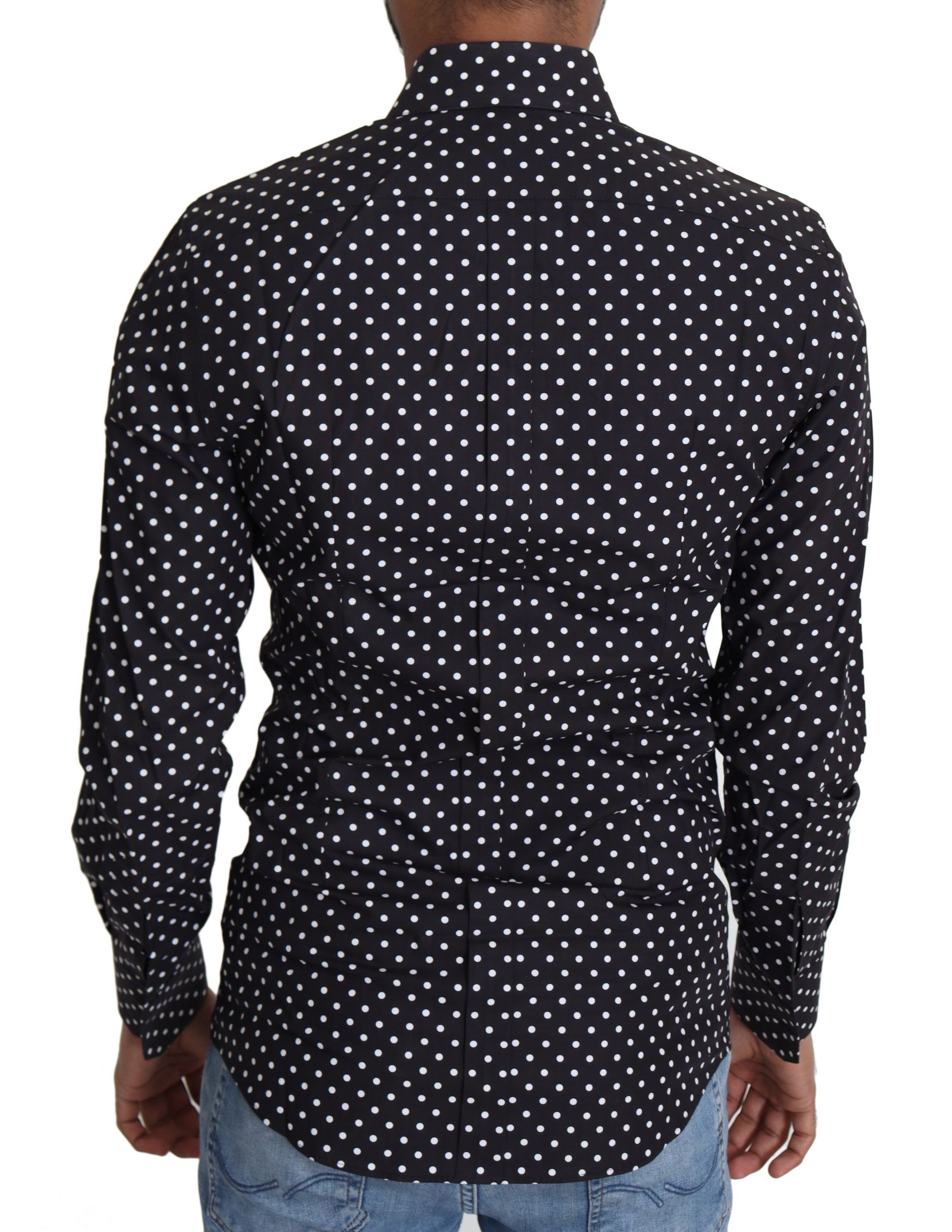 Dolce & Gabbana Black White Polka Dots Casual Shirt Dolce & Gabbana