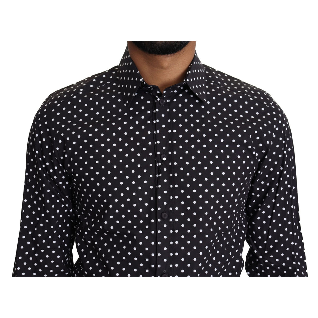 Dolce & Gabbana Black White Polka Dots Casual Shirt