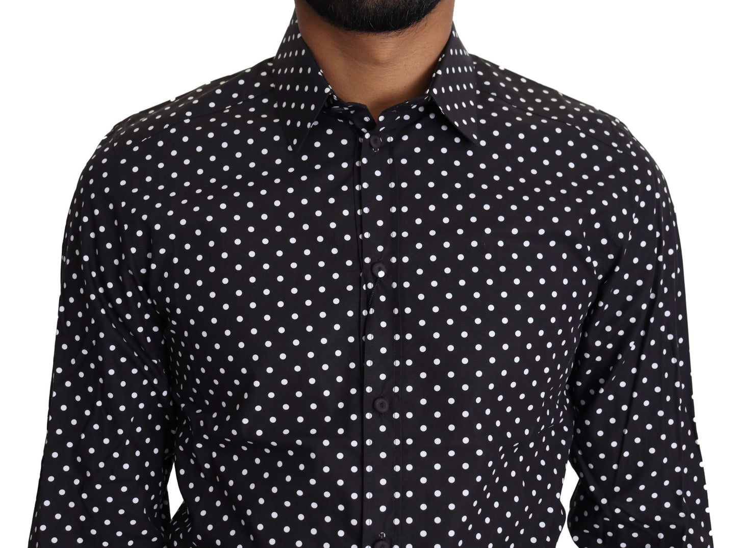 Dolce & Gabbana Black White Polka Dots Casual Shirt Dolce & Gabbana