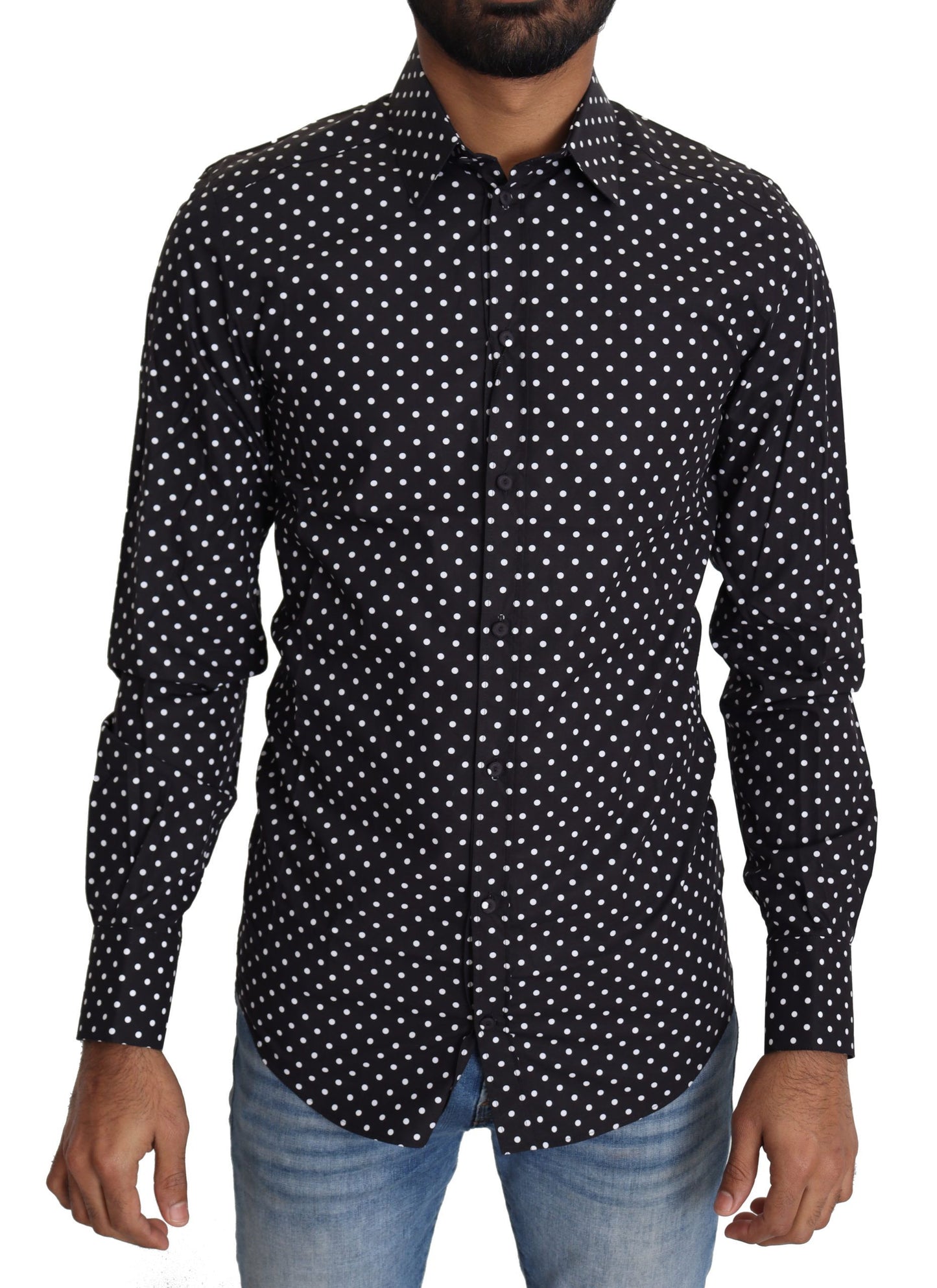 Dolce & Gabbana Black White Polka Dots Casual Shirt Dolce & Gabbana