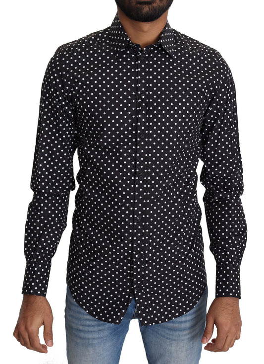 Dolce & Gabbana Black White Polka Dots Casual Shirt Dolce & Gabbana