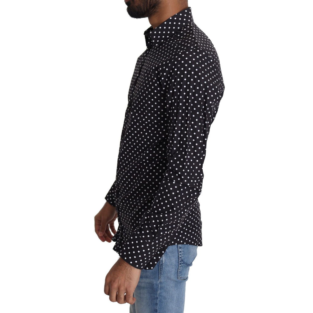 Dolce & Gabbana Black White Polka Dots Casual Shirt
