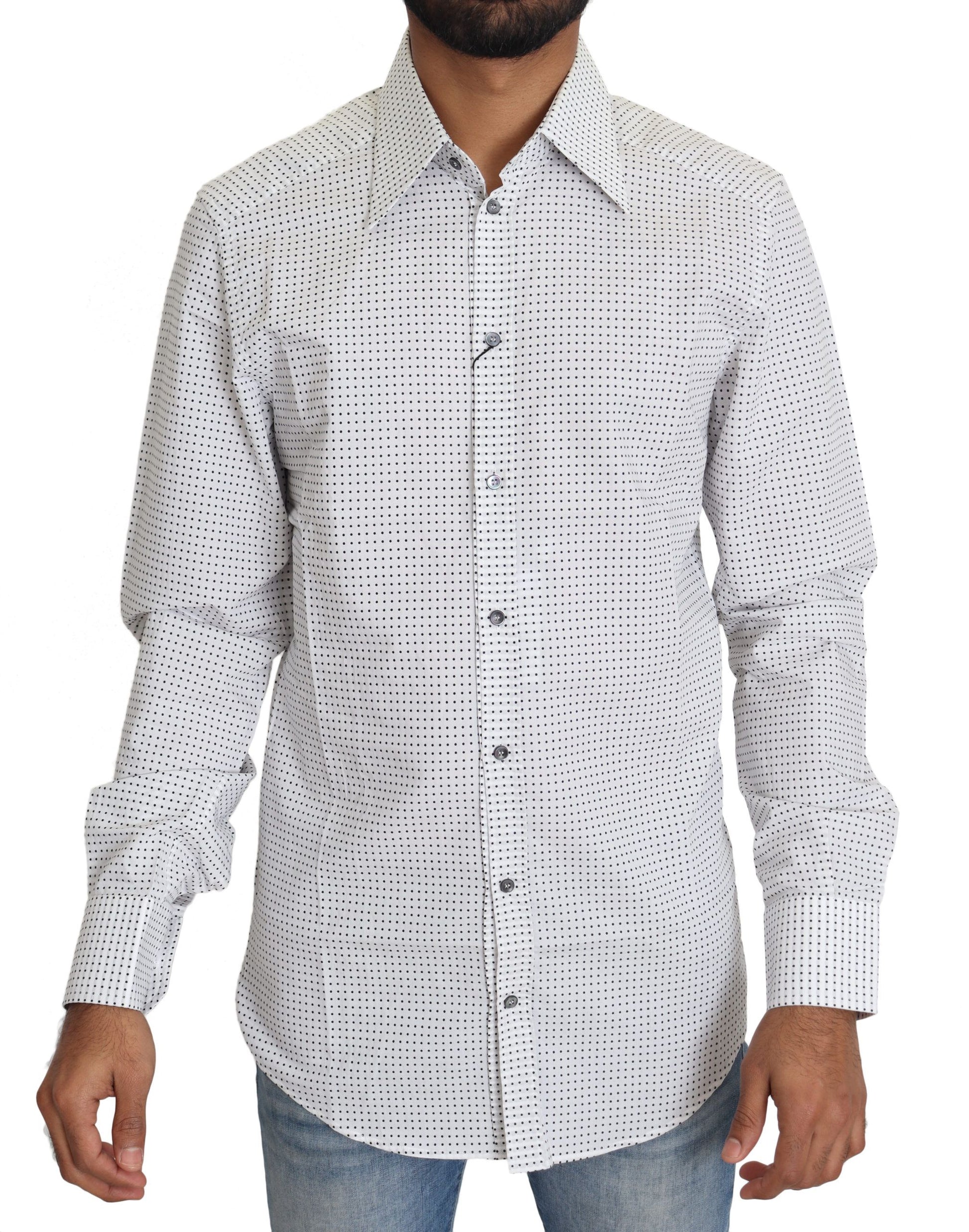 Dolce & Gabbana Black White Polka Dots Dress Shirt Dolce & Gabbana
