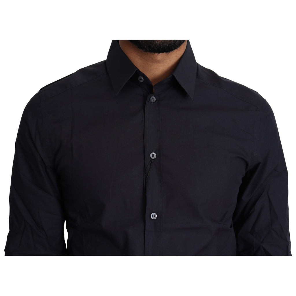 Dolce & Gabbana Navy Blue Cotton Formal Dress Shirt