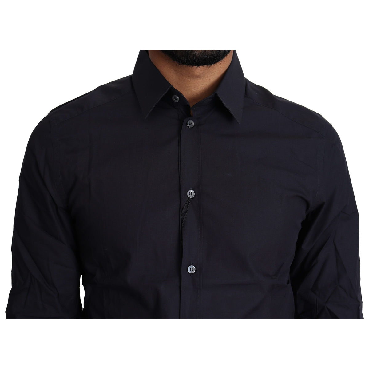 Dolce & Gabbana Navy Blue Cotton Formal Dress Shirt