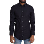Dolce & Gabbana Navy Blue Cotton Formal Dress Shirt