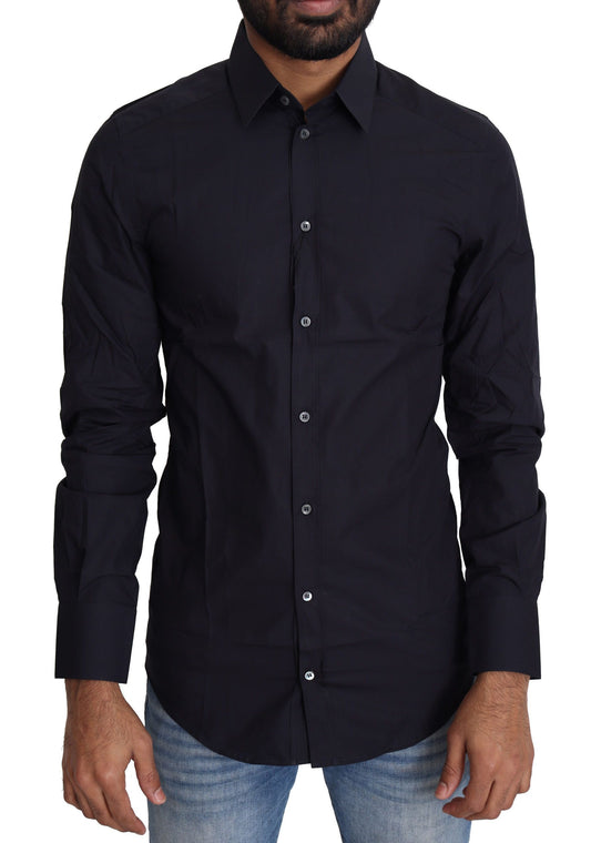 Dolce & Gabbana Navy Blue Cotton Formal Dress Shirt Dolce & Gabbana