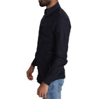 Dolce & Gabbana Navy Blue Cotton Formal Dress Shirt