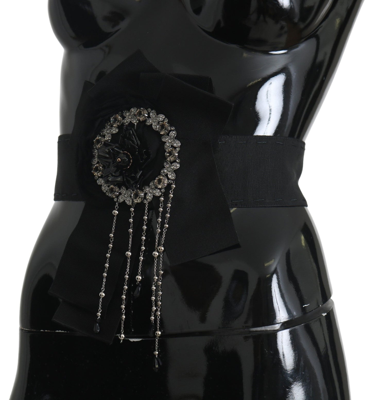 Dolce & Gabbana Black Crystal Brooch Wide Wai SATORIA Belt Dolce & Gabbana
