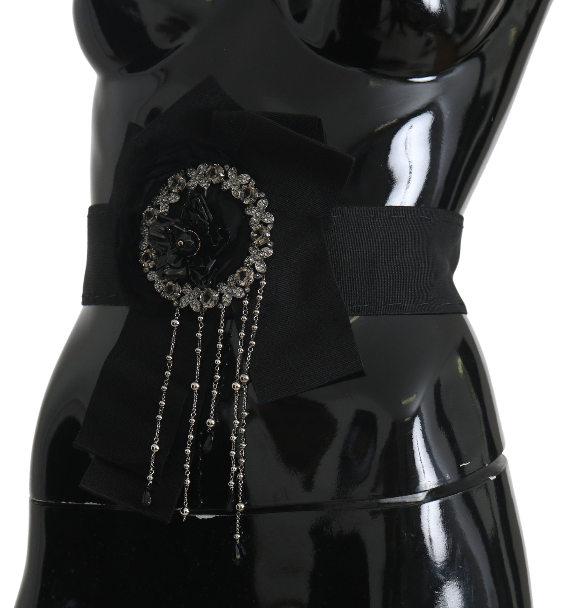Dolce & Gabbana Black Crystal Brooch Wide Wai SATORIA Belt Dolce & Gabbana