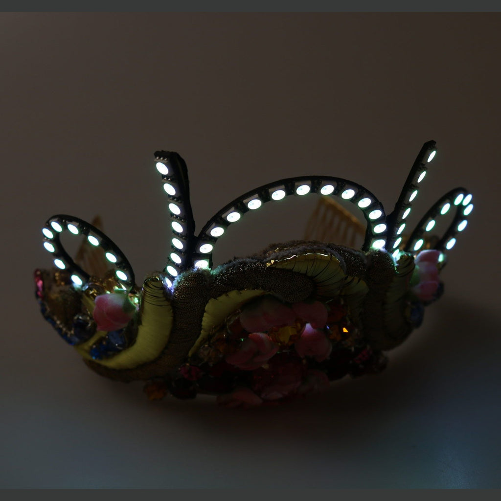 Dolce & Gabbana Gold Brass Floral Crystals LED Lights Crown Tiara Diadem