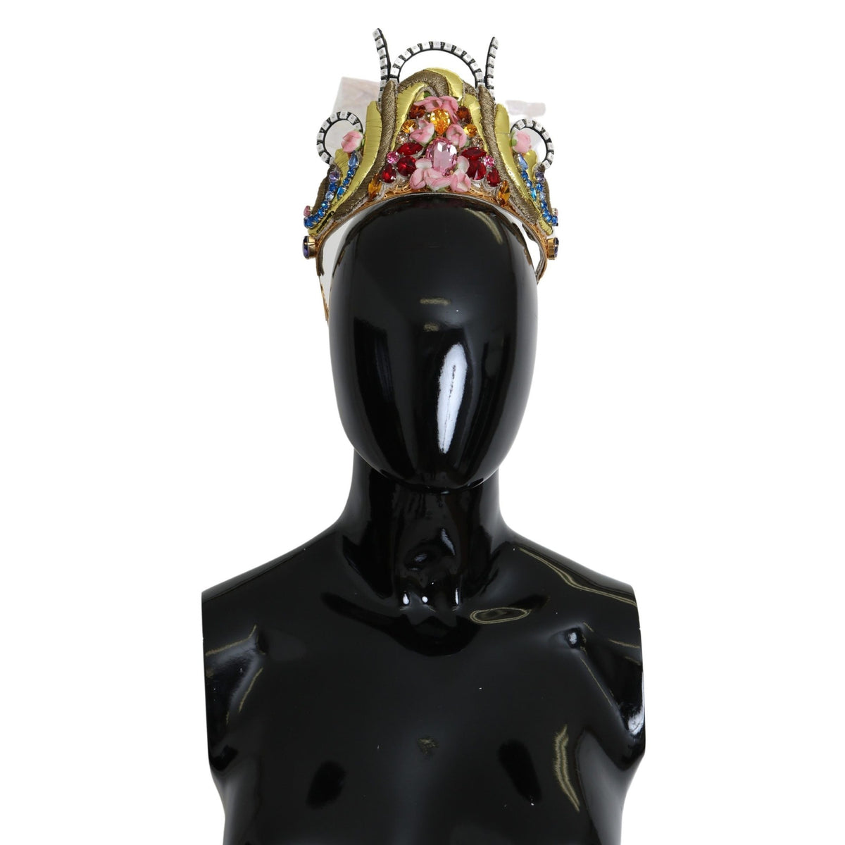 Dolce & Gabbana Gold Brass Floral Crystals LED Lights Crown Tiara Diadem