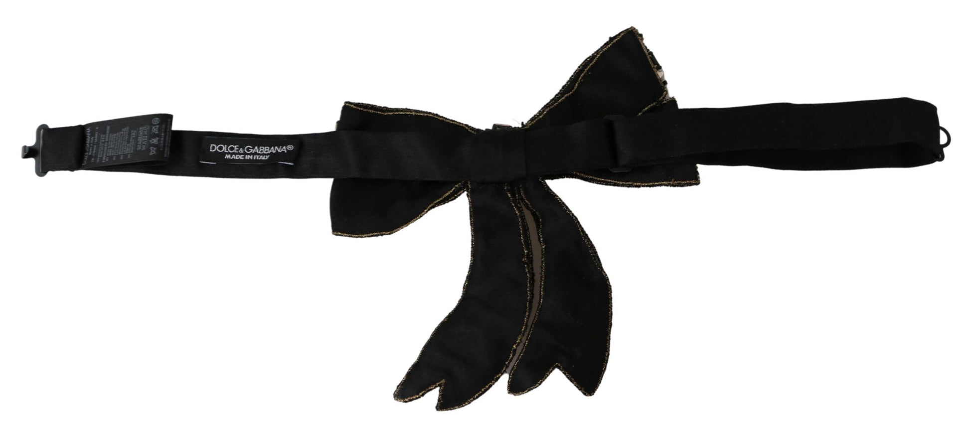 Dolce & Gabbana Gold Tone Silk Rhinestone Embellished Women Bowtie Dolce & Gabbana