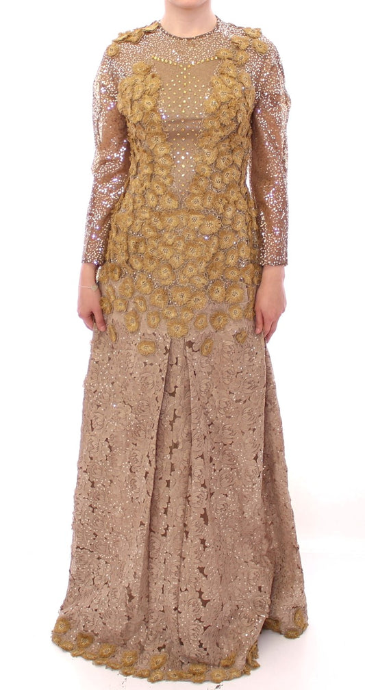 Lanre Da Silva Ajayi GOLD Long Lace Maxi Crystal Dress Lanre Da Silva Ajayi