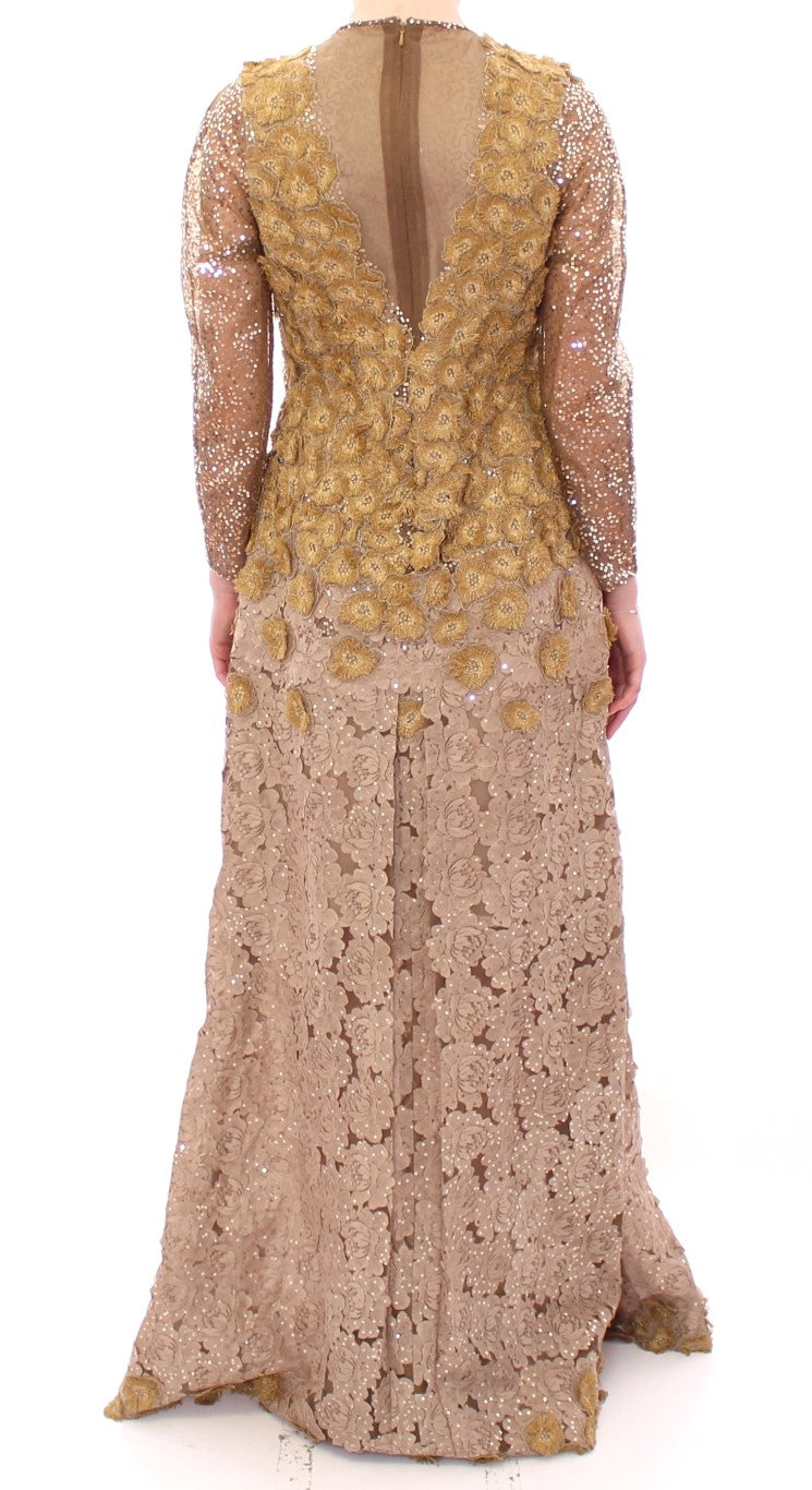 Lanre Da Silva Ajayi GOLD Long Lace Maxi Crystal Dress Lanre Da Silva Ajayi