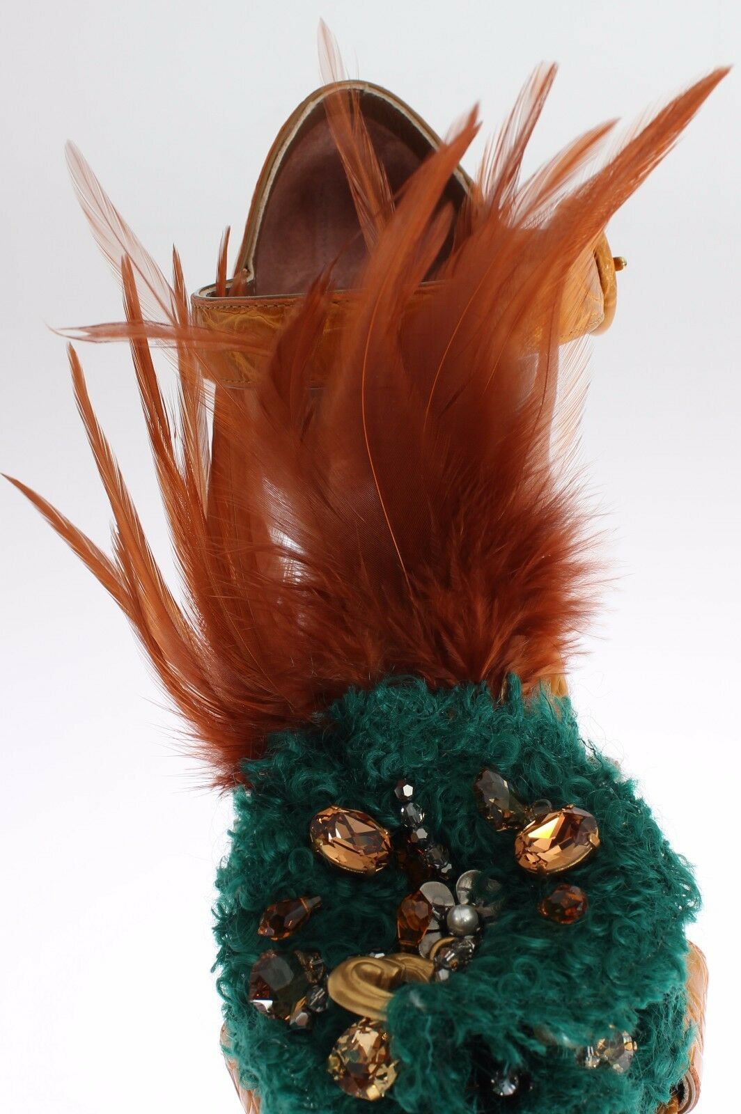 Dolce & Gabbana Orange Leather Crystal Platform Sandal Shoes Dolce & Gabbana