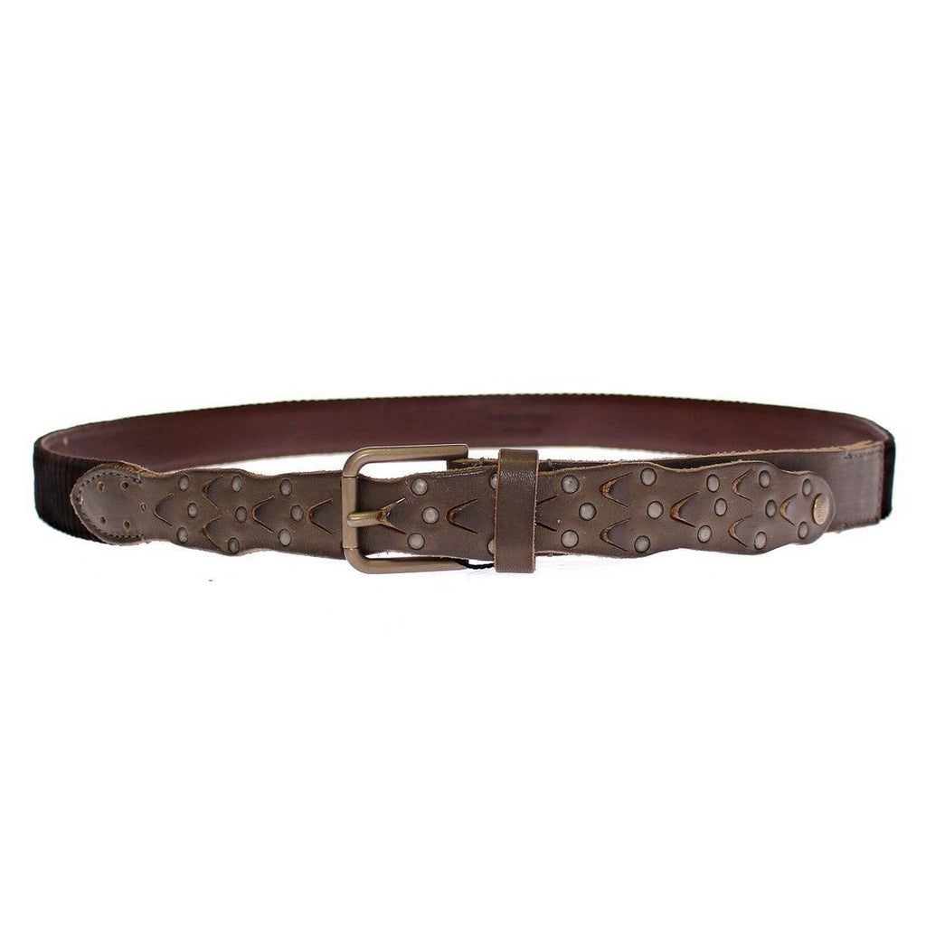 Dolce & Gabbana Brown Leather Logo Cintura Gürtel Belt