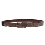 Dolce & Gabbana Brown Leather Logo Cintura Gürtel Belt