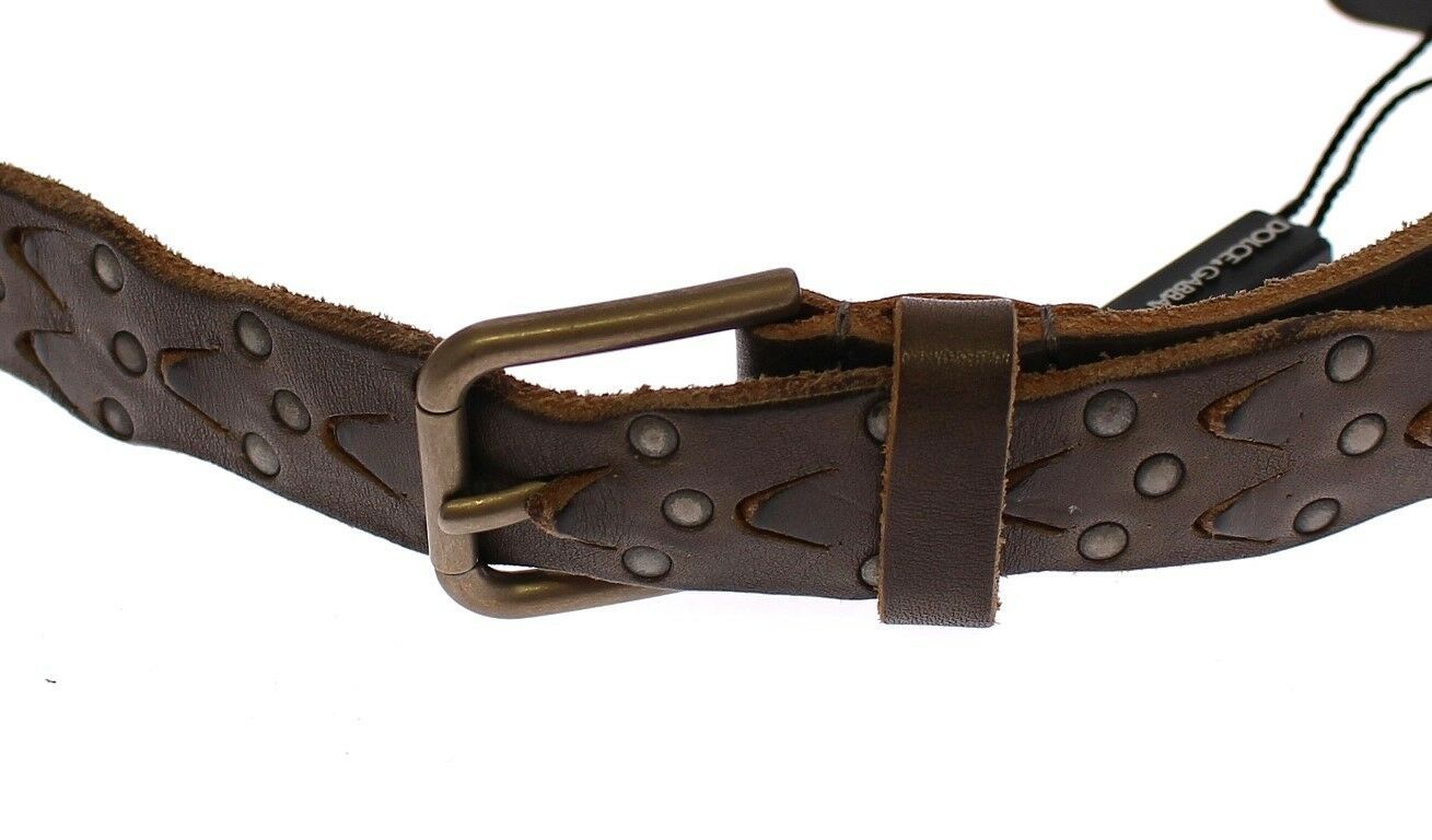 Dolce & Gabbana Brown Leather Logo Cintura Gürtel Belt Dolce & Gabbana