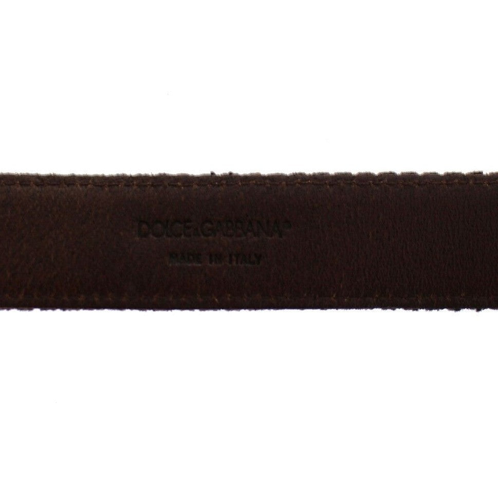 Dolce & Gabbana Brown Leather Logo Cintura Gürtel Belt