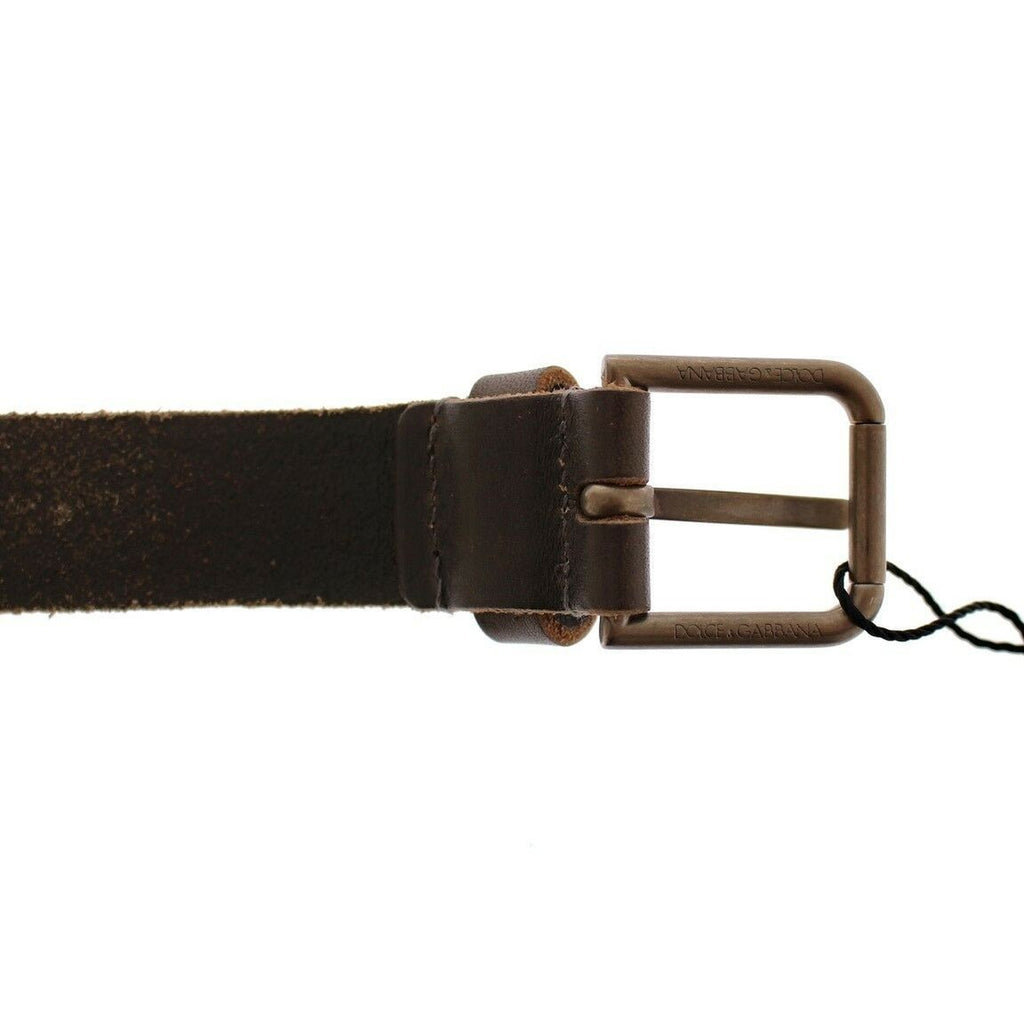 Dolce & Gabbana Brown Leather Logo Cintura Gürtel Belt