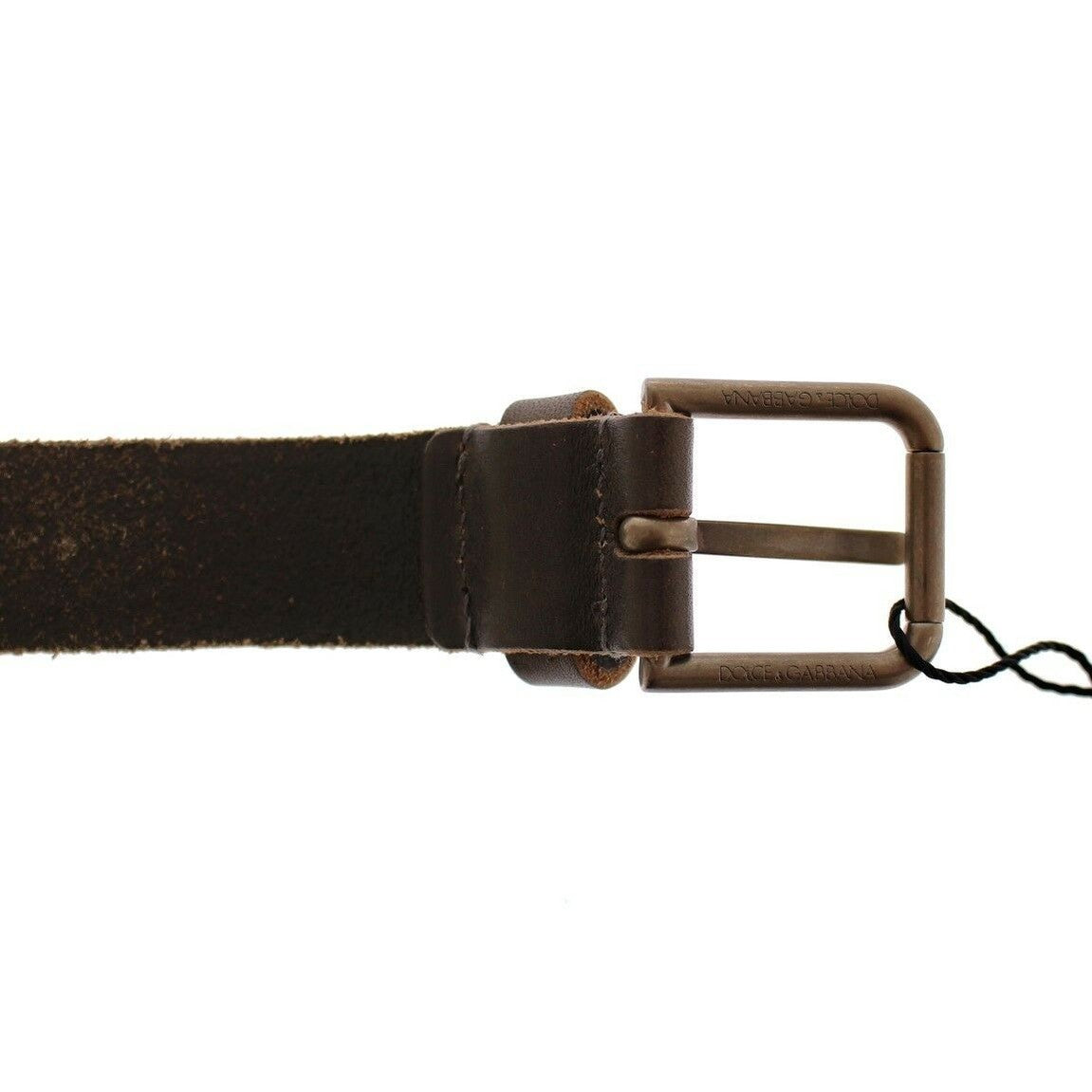 Dolce & Gabbana Brown Leather Logo Cintura Gürtel Belt