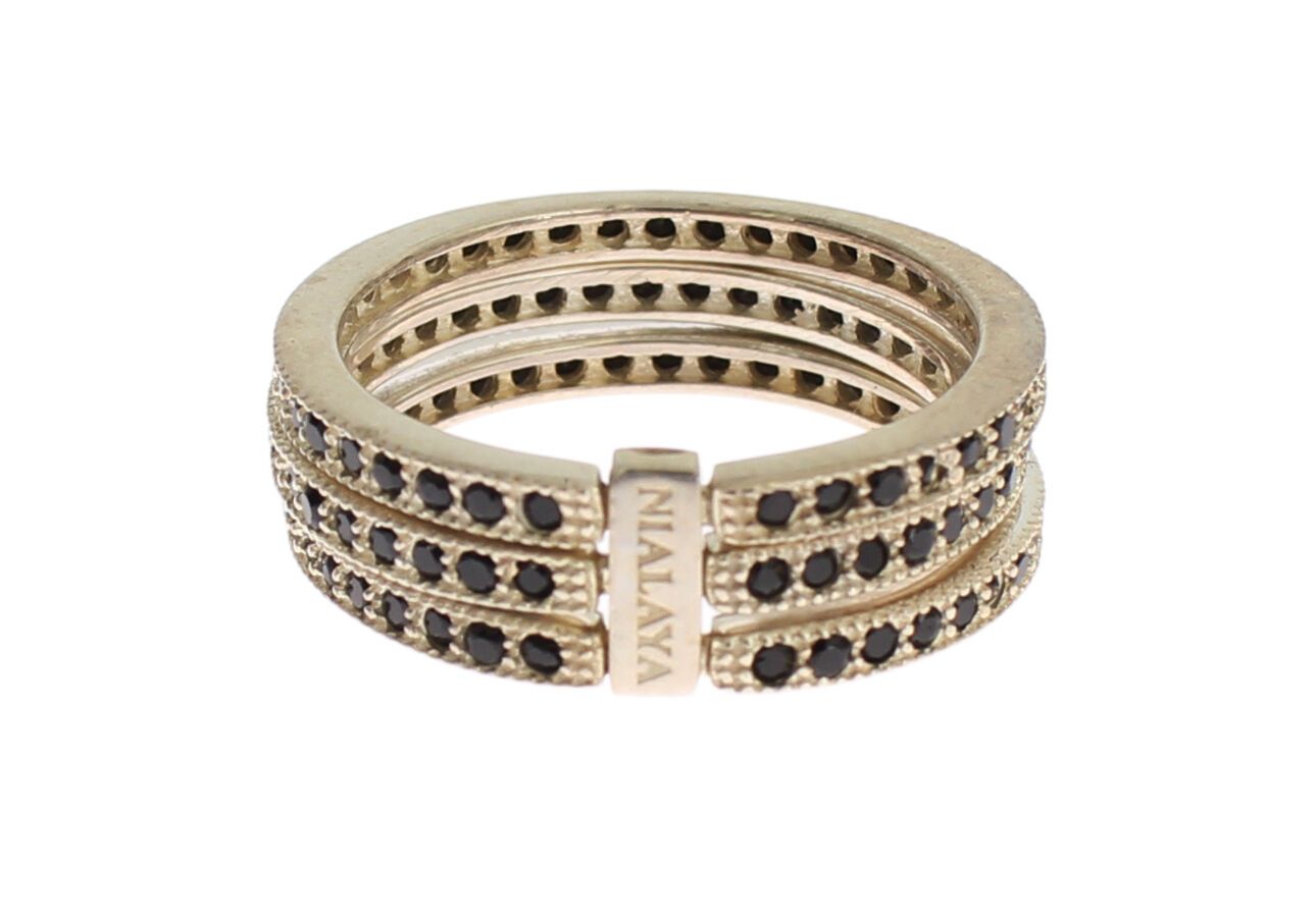 Nialaya Black CZ 925 Sterling Silver Womens Ring Nialaya